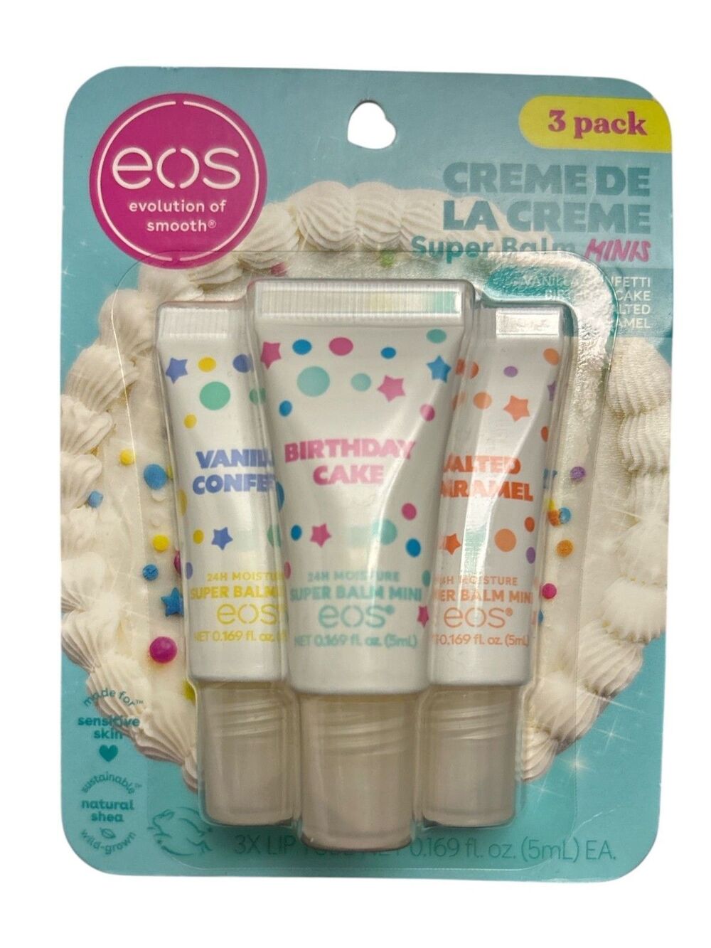 eos Creme De La Creme Super Balm Minis 3 Pack Lip Balm Cake Vanilla Caramel